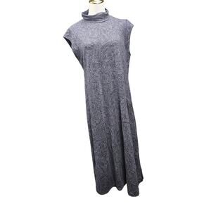 Garnet Hill Tencel Turtleneck Midi Dress Gray Stretch Sleeveless Size Large